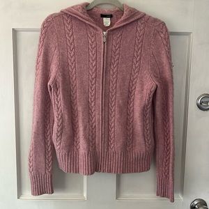 J.Crew Pink Zip Front Hooded Sweater